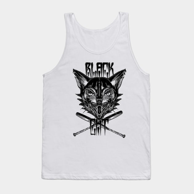 .B L A C K  C A T. Tank Top by Killowcka